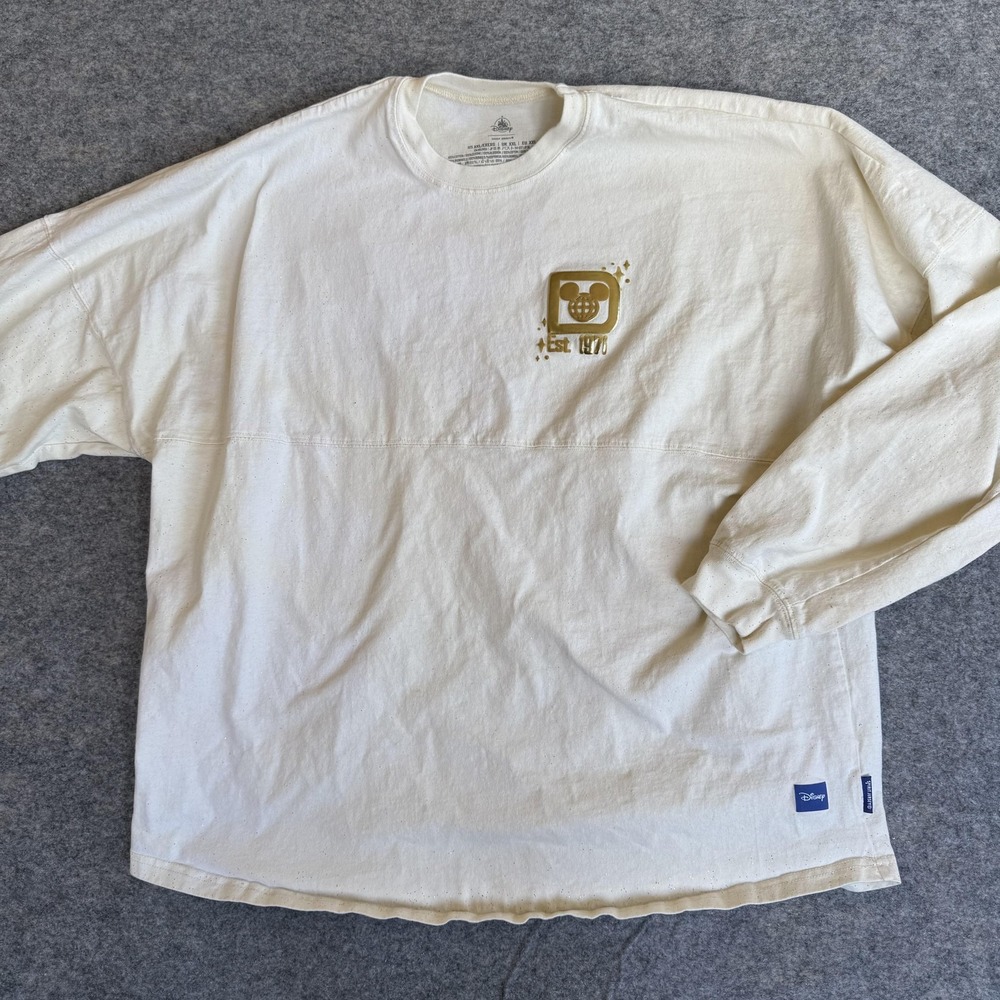 Disney Spirit Jersey Shirt Womens XXL Walt Disney World Mickey Mouse Gold White‎